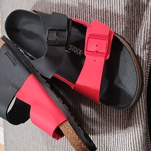 Birkenstock Arizona Split Sandal Black Red Size 45